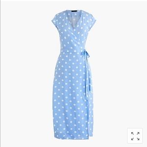NEW J CREW Wrap Dress w/ Polka Dots Sz L
